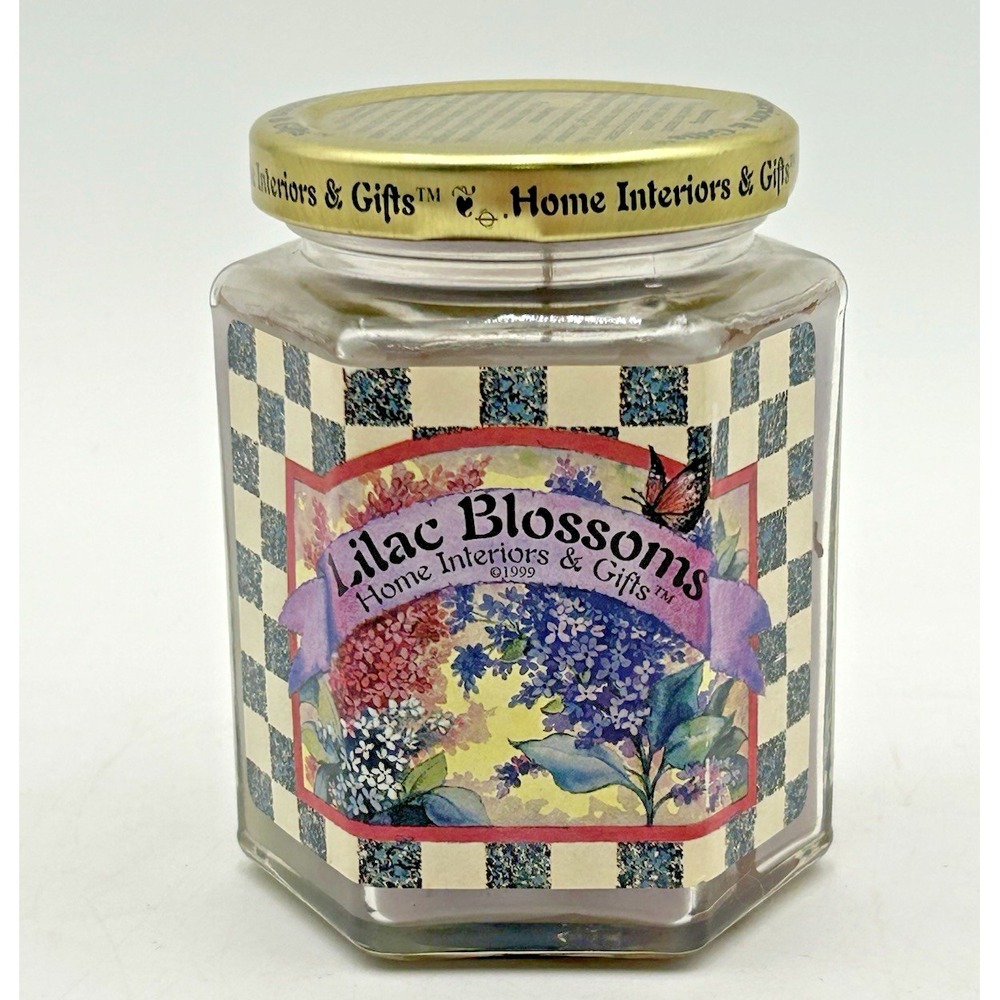 Home Interiors Lilac Blossoms Scented Jar Candle Glass Container